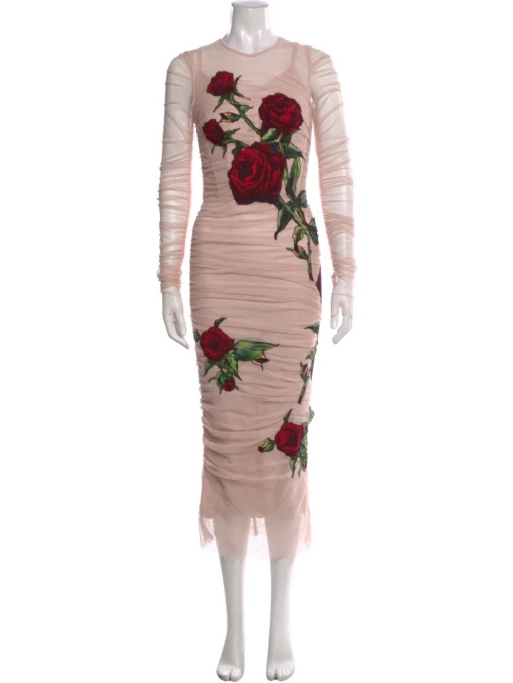 Dolce&Gabbana    Mesh Midi Length Dress  Pink US6, IT42      Retail $3,800